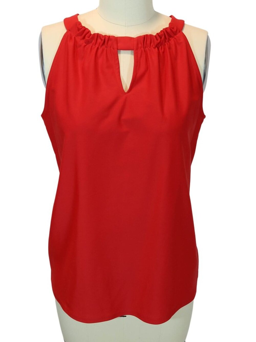 JUDE CONNALLY Cherry Red Keyhole Smooth Knit Tank Top Size S Colorful Classic